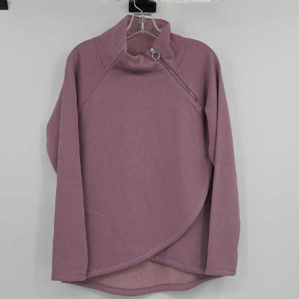 Athleta Cozy Karma Pink Cowl Neck Sweater with Asymmetrical Design Size M